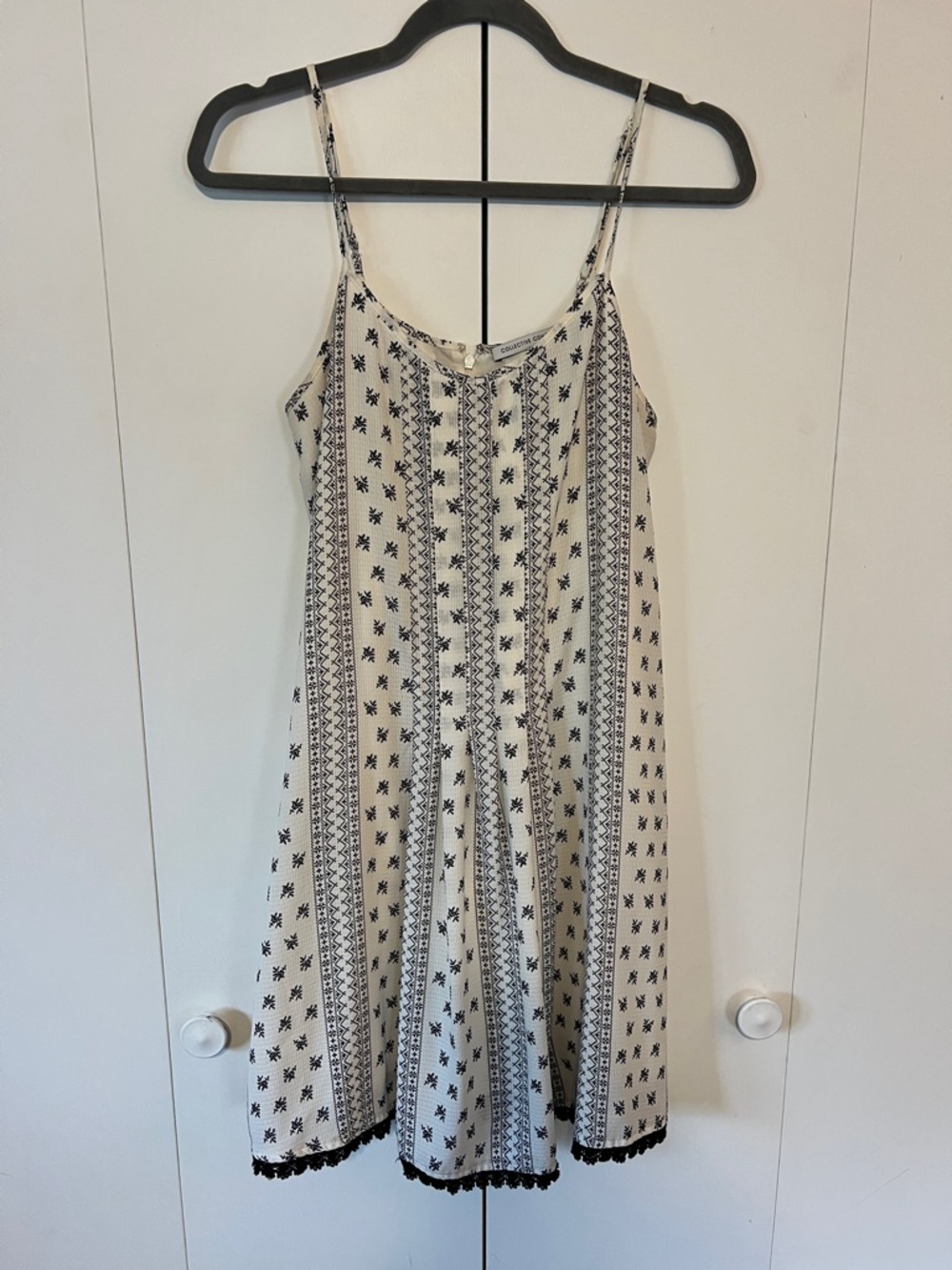 Collective Concepts Cream Sundress with Black Geometric Print
